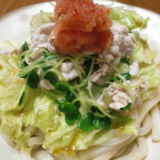 辛子明太子のせ豚しゃぶうどん♪