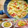簡単！2分の火入れ＊卵と食パンで作る『オムピザ』赤ワインソース＆イラスト