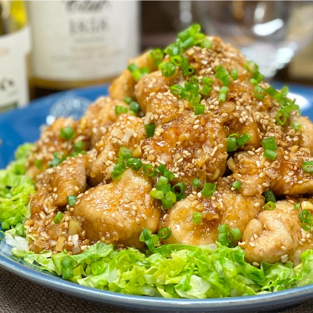 【レシピ】鶏むね肉と春キャベツの♬かんたん油淋鶏♬