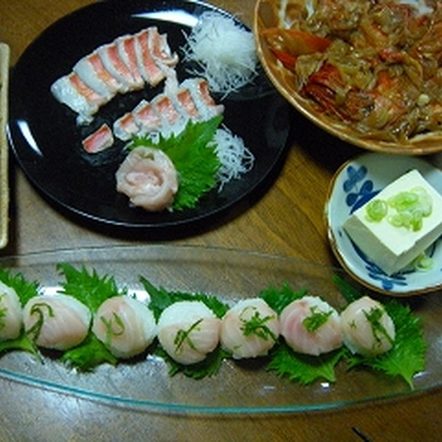 夫の釣果のキンメダイ玉ねぎ煮☆刺身と炙りも