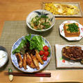 鶏手羽中の甘辛　や　米なすの肉味噌のせ　など　和の晩ご飯