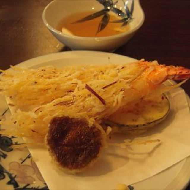 海老の蓑揚げ、カマスの雲丹焼き「遊食亭 やじお」