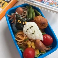 【こども弁当】たまには、キャラ弁☆ミニおむすびのハロウィン弁当☆白だしで簡単な1品