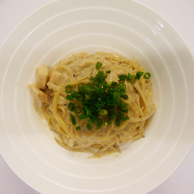 スゴイダイズでさっぱりクリーミー♪鶏ごぼうの和風パスタ