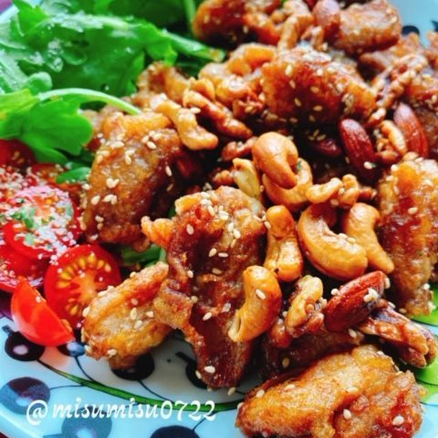 やげん軟骨唐揚げとナッツ揚げ/黒酢レシピ/薬研軟骨(動画レシピ)/Fried chicken cartilage and fried nuts