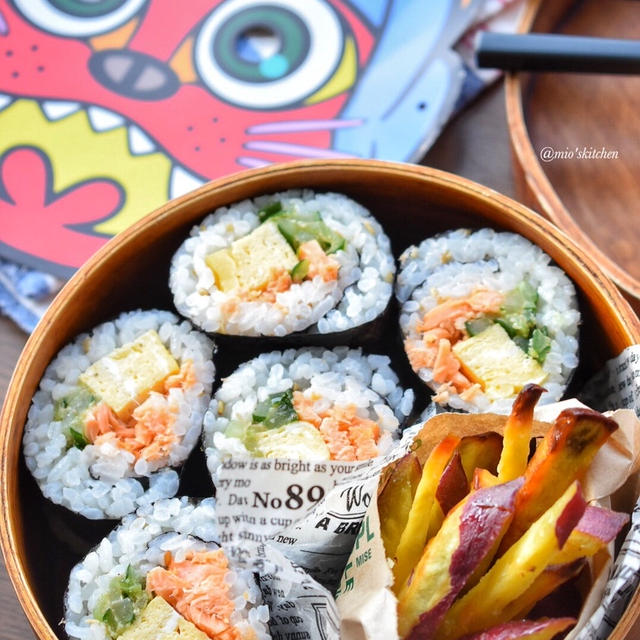 【2品弁当】♡鮭とナムルのキンパ&さつま芋のはちみつバター焼き♡レシピあり♡