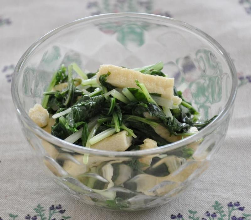 レンチンするだけ簡単！しかも材料はたった4つ、5分でできる「水菜と油揚げのレンチン煮」レシピ