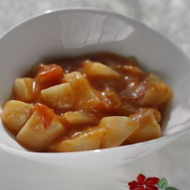 蕪とトマトのオイマヨ蒸し煮