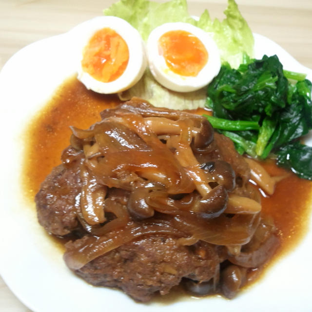 【おかず】野菜たっぷりてりやきハンバーグ