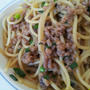 簡単パスタ 甘辛ひき肉のパスタ