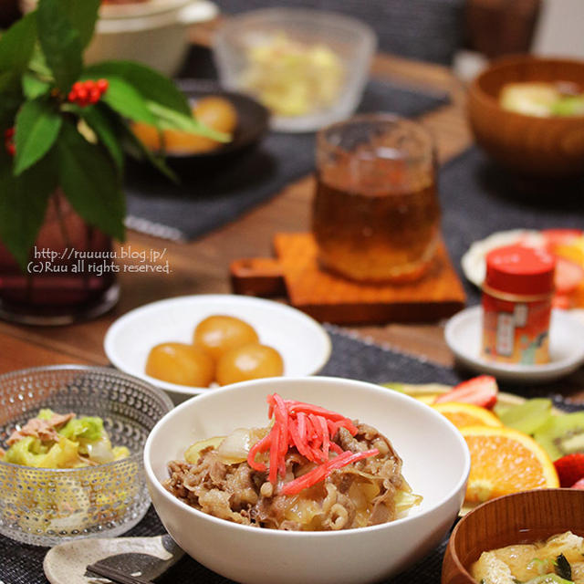 【献立】牛丼。～世界トップレベルの手の平ぐりんぐりん返し～