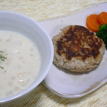 おからバーグとあらごしポテトポタージュ