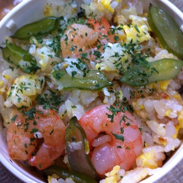 えびと茎わかめの炒飯