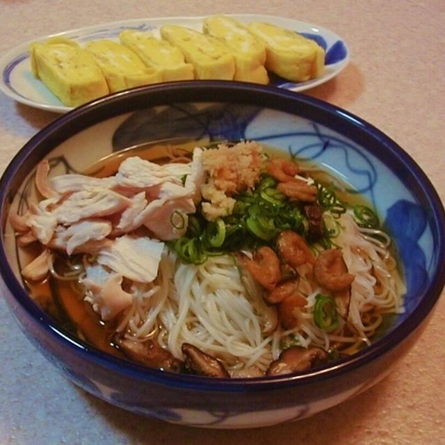 ぶっかけ素麺と出汁巻き玉子