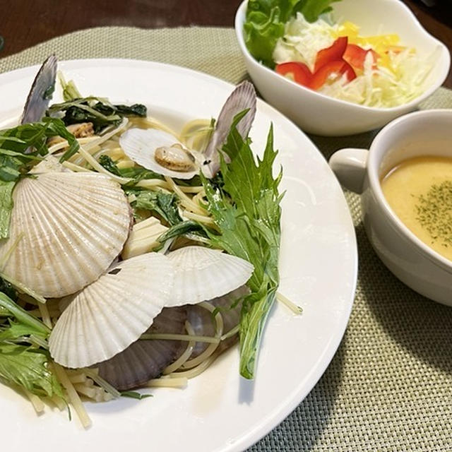 感謝感謝の週末＆稚貝と水菜のパスタ