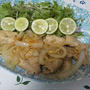 豚のの生姜焼きと彼岸花、白、赤、２色咲きました。