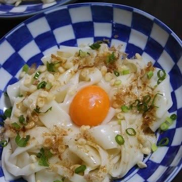 2月11日　　平打ち麺の釜玉