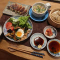 豚肉と茄子のスタミナ炒めの晩ご飯　と　ミモザの花♪