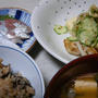 揚げた豆腐とレンコンとキュウリのからしマヨネーズ和え
