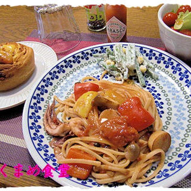 【イカげそのトマトソースパスタ】定食＆【レアチーズケーキ】♪
