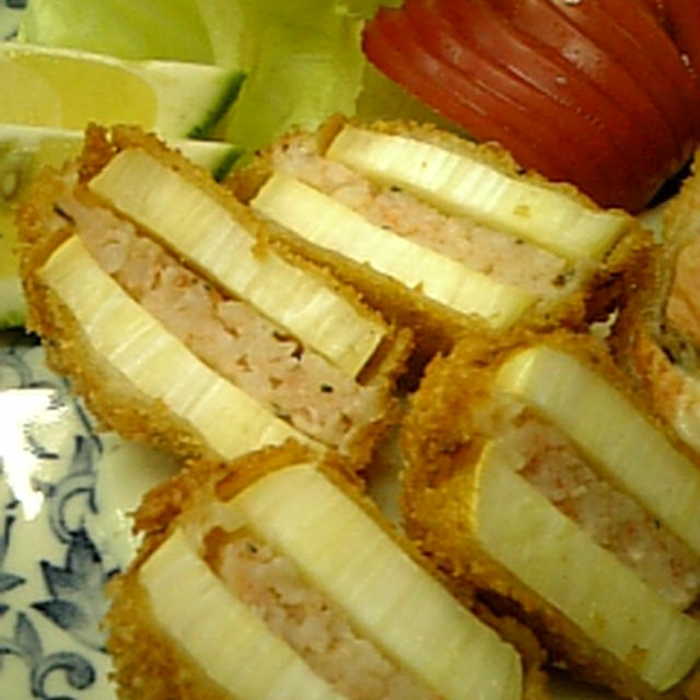 マコモダケの挟み揚げ