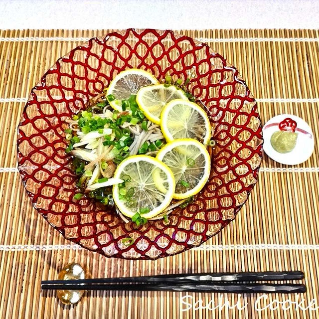ぶっかけ★冷やしレモン茗荷蕎麦