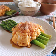 週末のブランチ☆出汁醤油で食べるアスパラエッグ