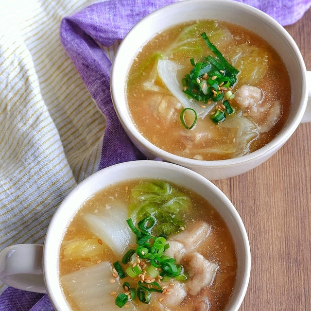 トロトロ白菜と柔らか鶏肉の温かとろみスープ