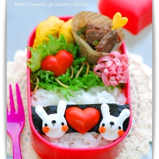 子育てスタイル掲載　バレンタイン*うさぎのＬＯＶＥ弁