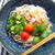 ラー油がけ、ささみ載せぶっかけ蕎麦