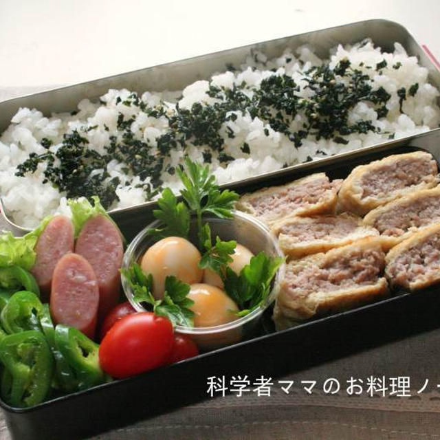 うす揚げの肉はさみ焼きがメインのお弁当