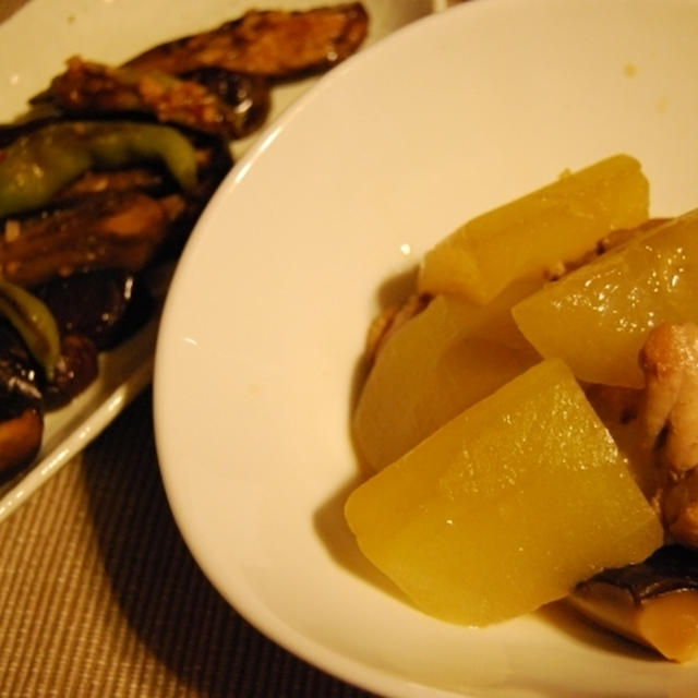 冬瓜と鶏肉の煮物&茄子とシシトウの揚げ浸し【レシピ】