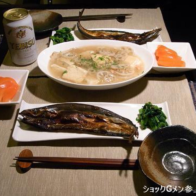 第7段っ！あつあつ豆腐の便利おかず♪　【豆腐とれんこんのたらこあんとじ】と自家製秋刀魚のみりん干