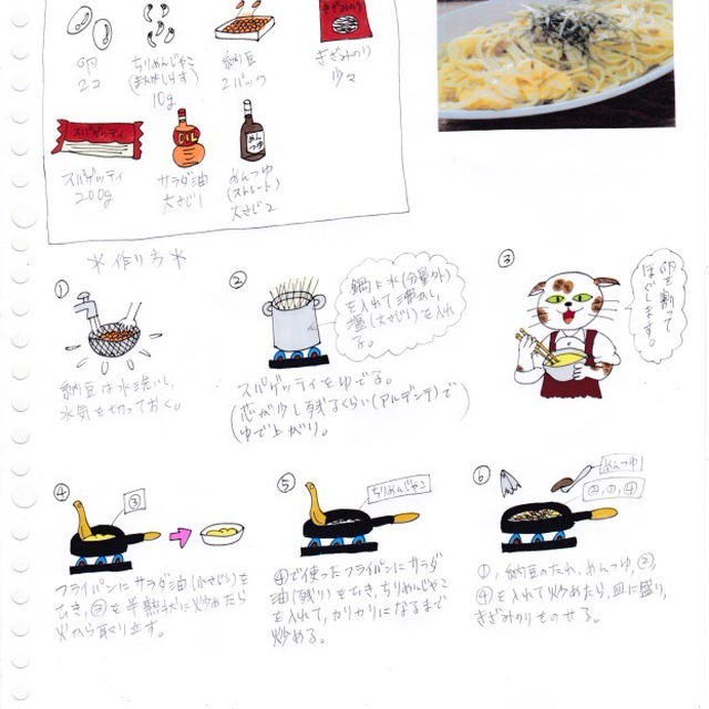 じゃこ玉納豆パスタ