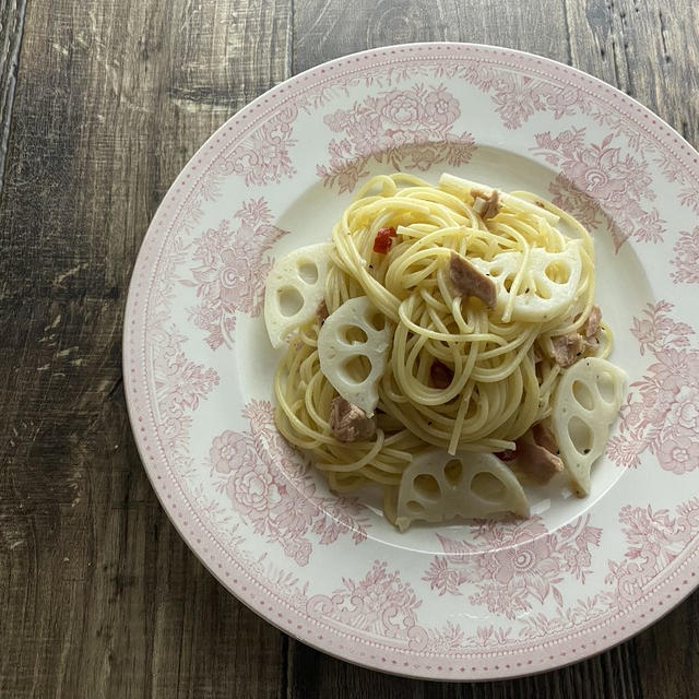 れんこんとツナのペペロンチーノ