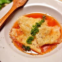 【乾物イタリアン】湯葉のラビオリ風トマトスープ仕立て