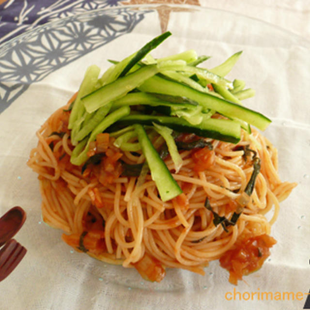 ワンボウル♪海苔の冷製トマトパスタ