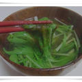 水菜のお吸い物と海鮮かき揚げ丼