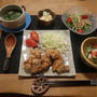 唐揚と豆腐のかにかま餡かけの晩ご飯と　我が家の『敷き紅葉』♪