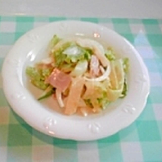 野菜たっぷり、レタスとハムのマヨネーズサラダ♪