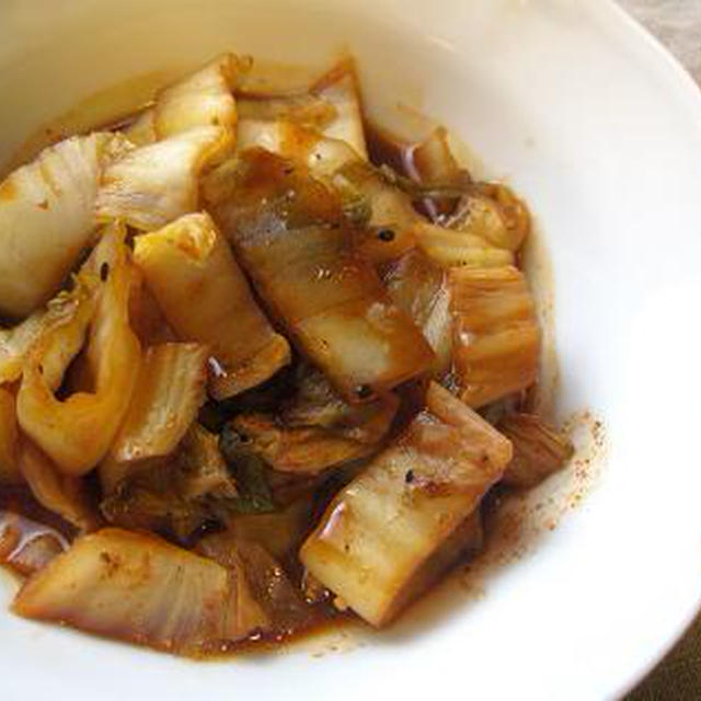 白菜の古漬けで甘味噌コチュジャン煮