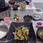 豚肉と茄子とピーマンの柚子胡椒焼きの献立。米粉チョコマフィンを焼く。
