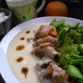 にく野菜まき巻き　とブロッコリーのホワイトソース　by浅漬タレ,焼肉タレ
