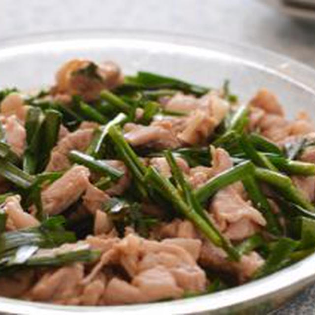 ニラ豚。（子どもCooking・下ごしらえから完成まで）の晩ごはん。