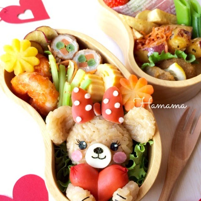 《キャラ弁》ユニベアシティプリンのバレンタイン♡作り方♡スヌーピーの節分弁当