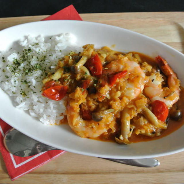 海老とトマトのカレー❤初　スパイス