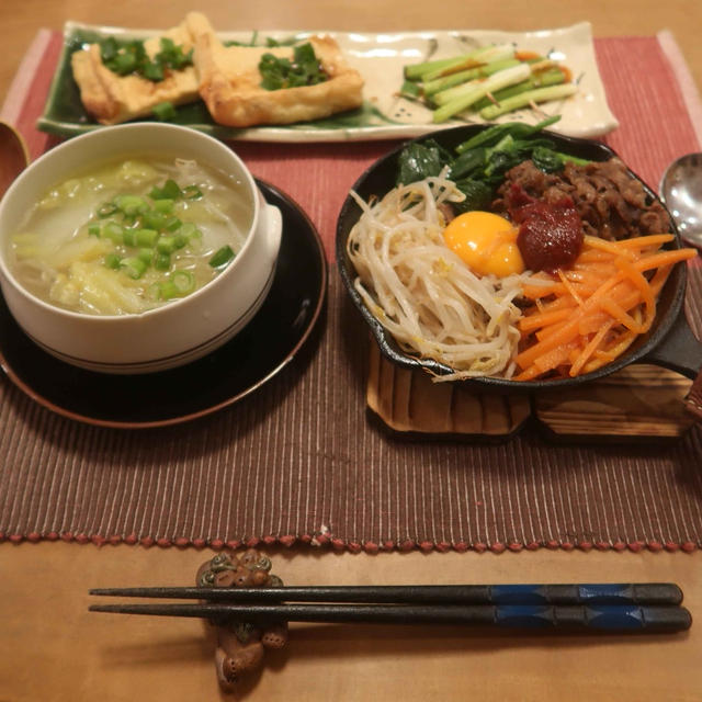 ニトスキでビビンバの晩ご飯　と　ヨウムの”ヨウスケ”の冒険♪