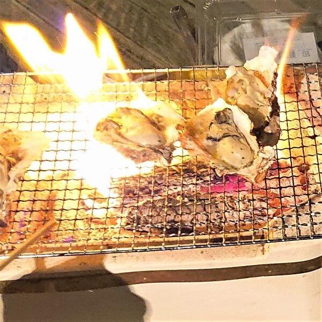 沖縄バルコニー炭火焼き第3弾☆ブルゴーニュ風燃える牡蠣☆