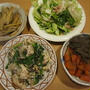 芋がらの煮物と肉野菜炒め：平日ディナー【4/5】