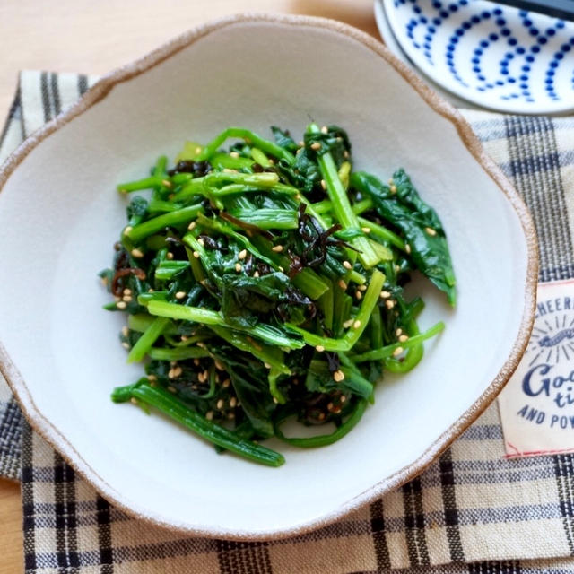 5分で完成♪ほうれん草と塩昆布のナムル－簡単✻時短✻節約